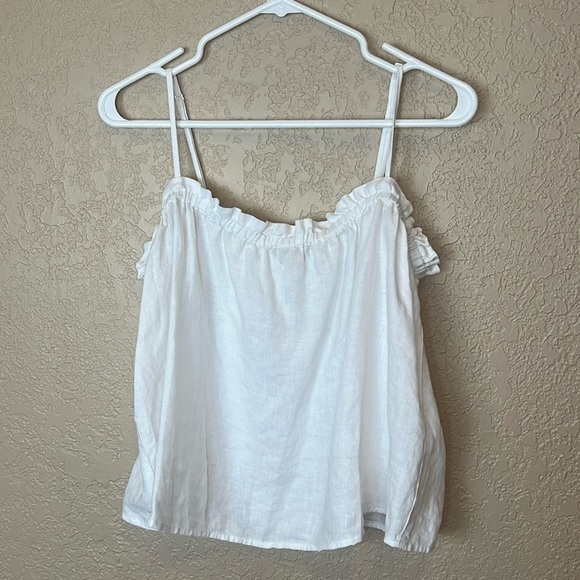 Aritzia Wilfred Vermeer Linen Camisole Ruffle Baby Doll Flowy Top Size Large - Picture 2 of 11